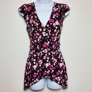 Vol. 1 Polka Dot Tie Back Cap Sleeve Blouse